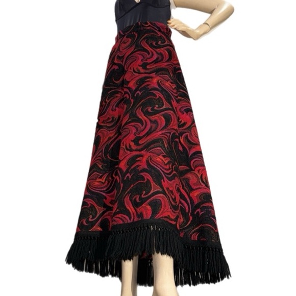 70s Vintage Tapestry Fringe Maxi Skirt - Picture 3 of 17